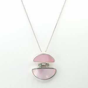 925 Sterling Silver Mother of Pearl Geometric Pendant Necklace